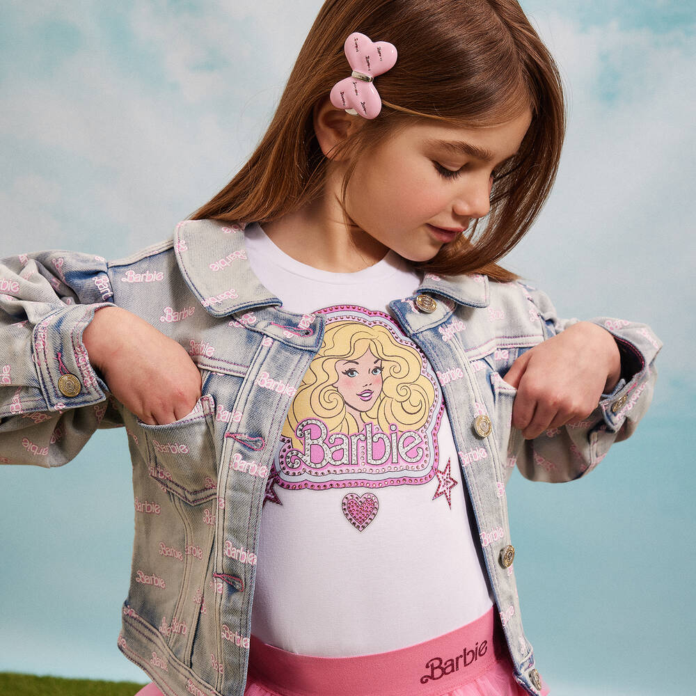 Monnalisa Girls White Cotton Barbie T Shirt Childrensalon Outlet
