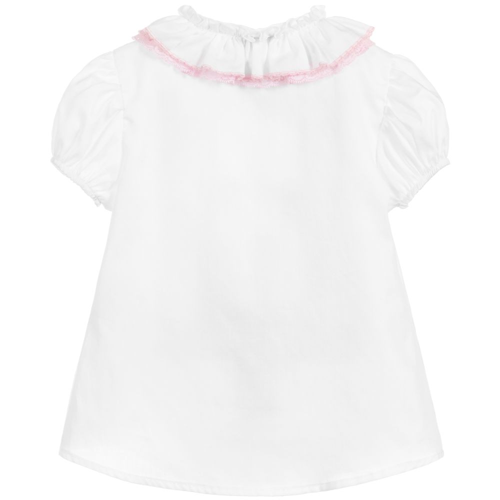 Monnalisa ruffled cotton blouse - White