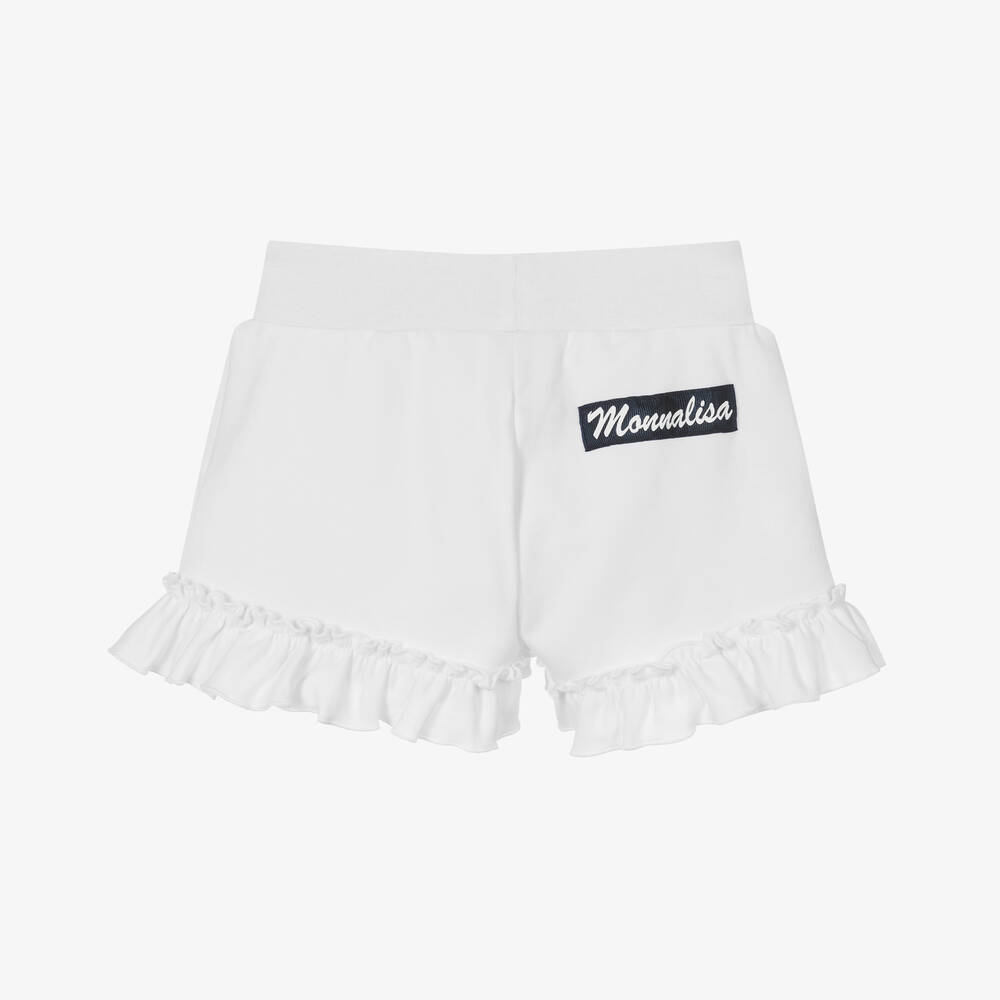Monnalisa-Girls White Cotton & Diamante Shorts | Childrensalon Outlet
