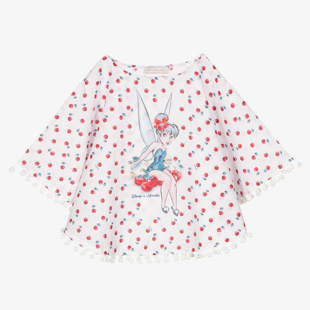 Monnalisa - Weißer Disney Baumwollkaftan (M)  | Childrensalon