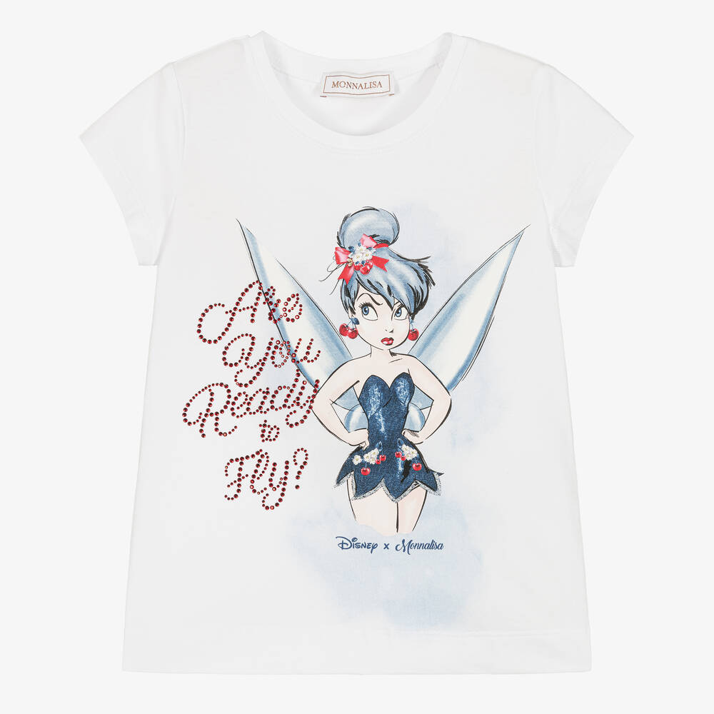 Monnalisa - Girls White Cotton Disney T-Shirt | Childrensalon