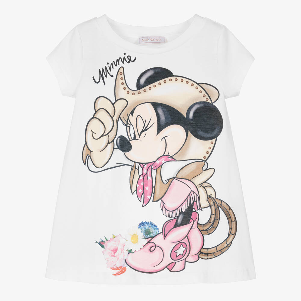 Monnalisa-Girls White Cotton Disney T-Shirt | Childrensalon Outlet