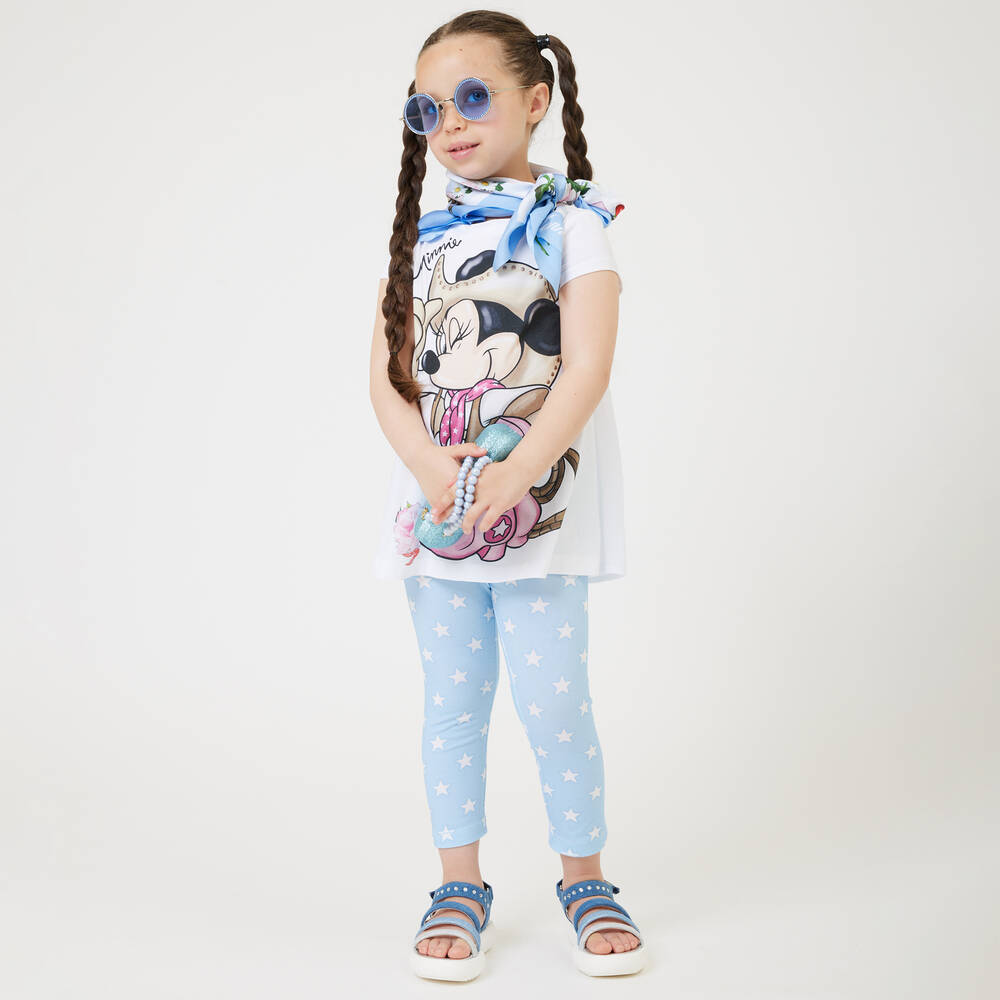 Monnalisa-Girls White Cotton Disney T-Shirt | Childrensalon Outlet