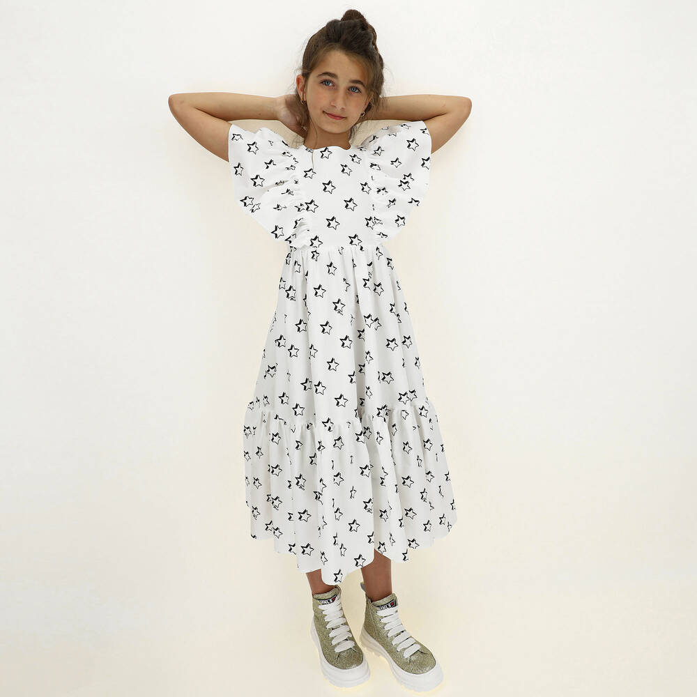 Monnalisa-Girls White Cotton Dress | Childrensalon Outlet