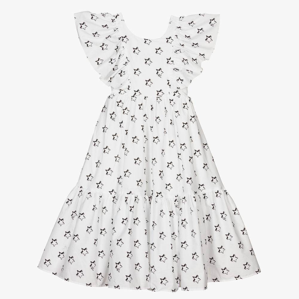 Monnalisa - Girls White Cotton Dress | Childrensalon