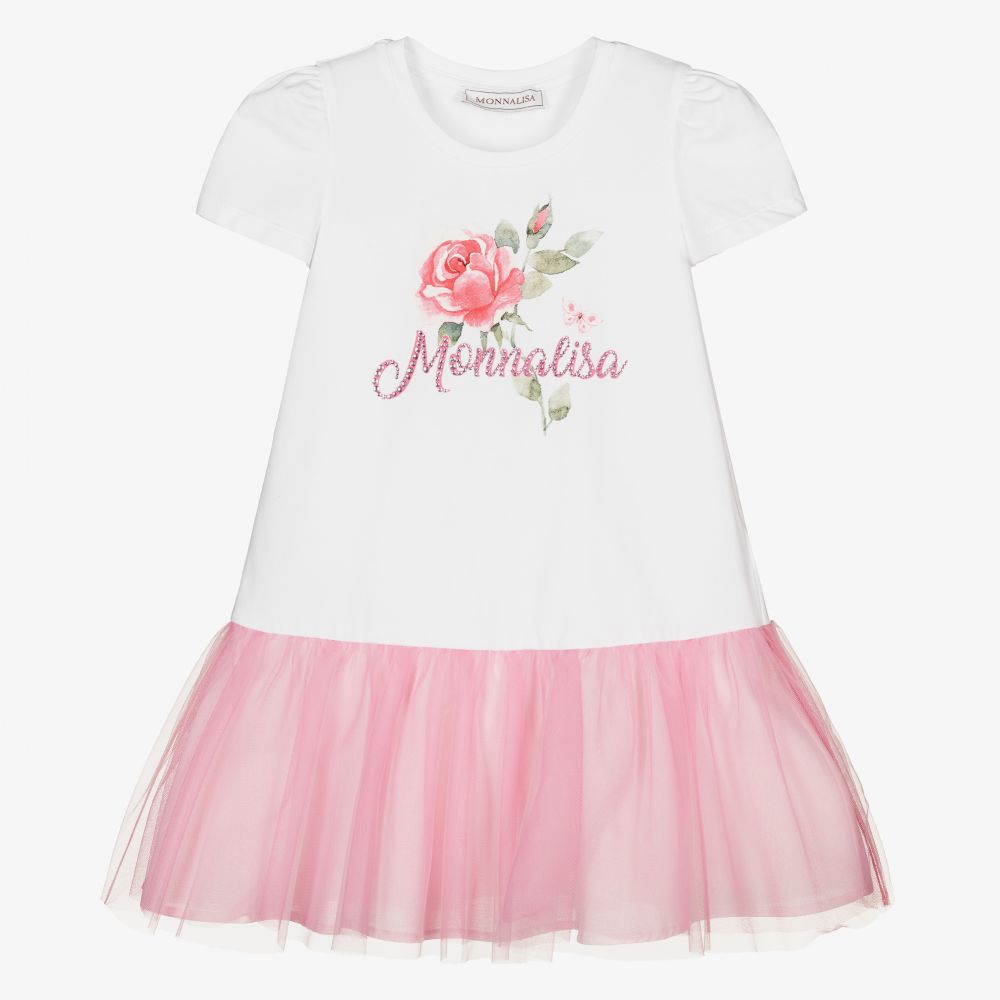 Monnalisa - Robe blanche en coton Fille | Childrensalon