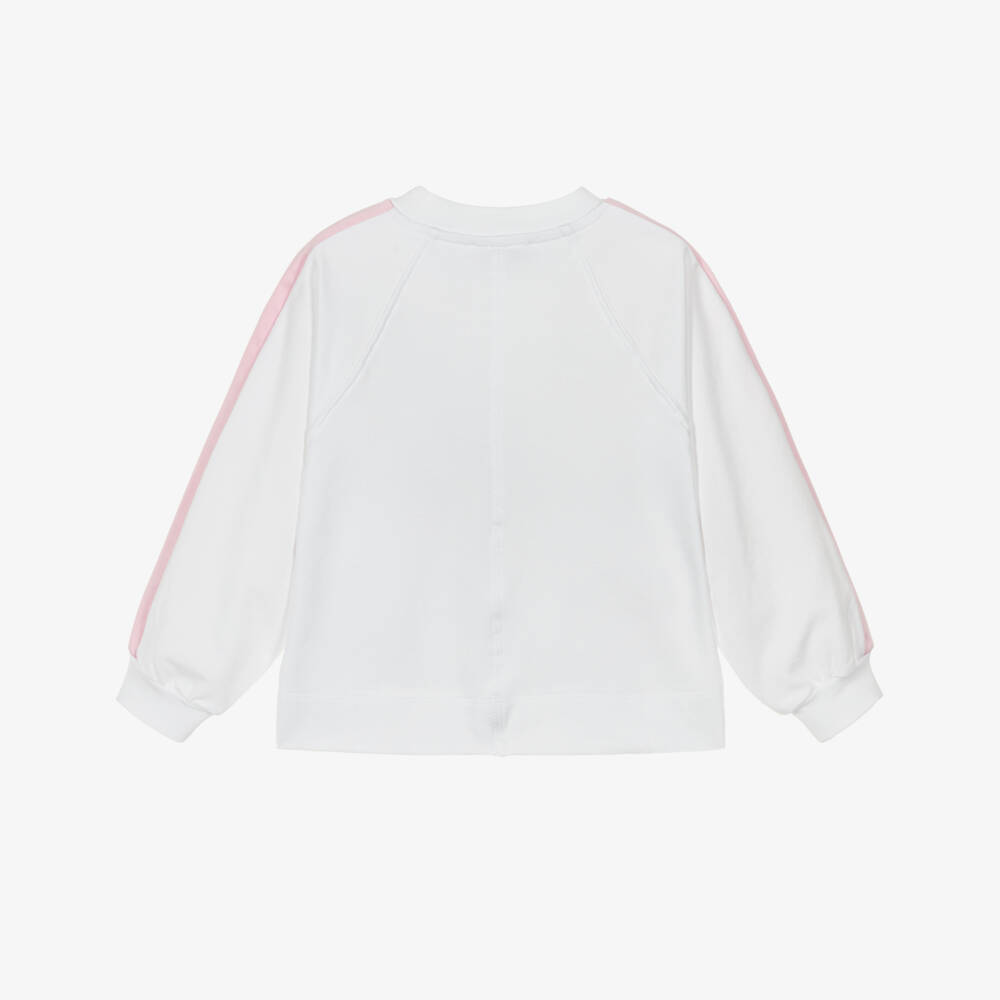Monnalisa-Girls White Cotton Floral Print Sweatshirt with Diamantés | Childrensalon Outlet