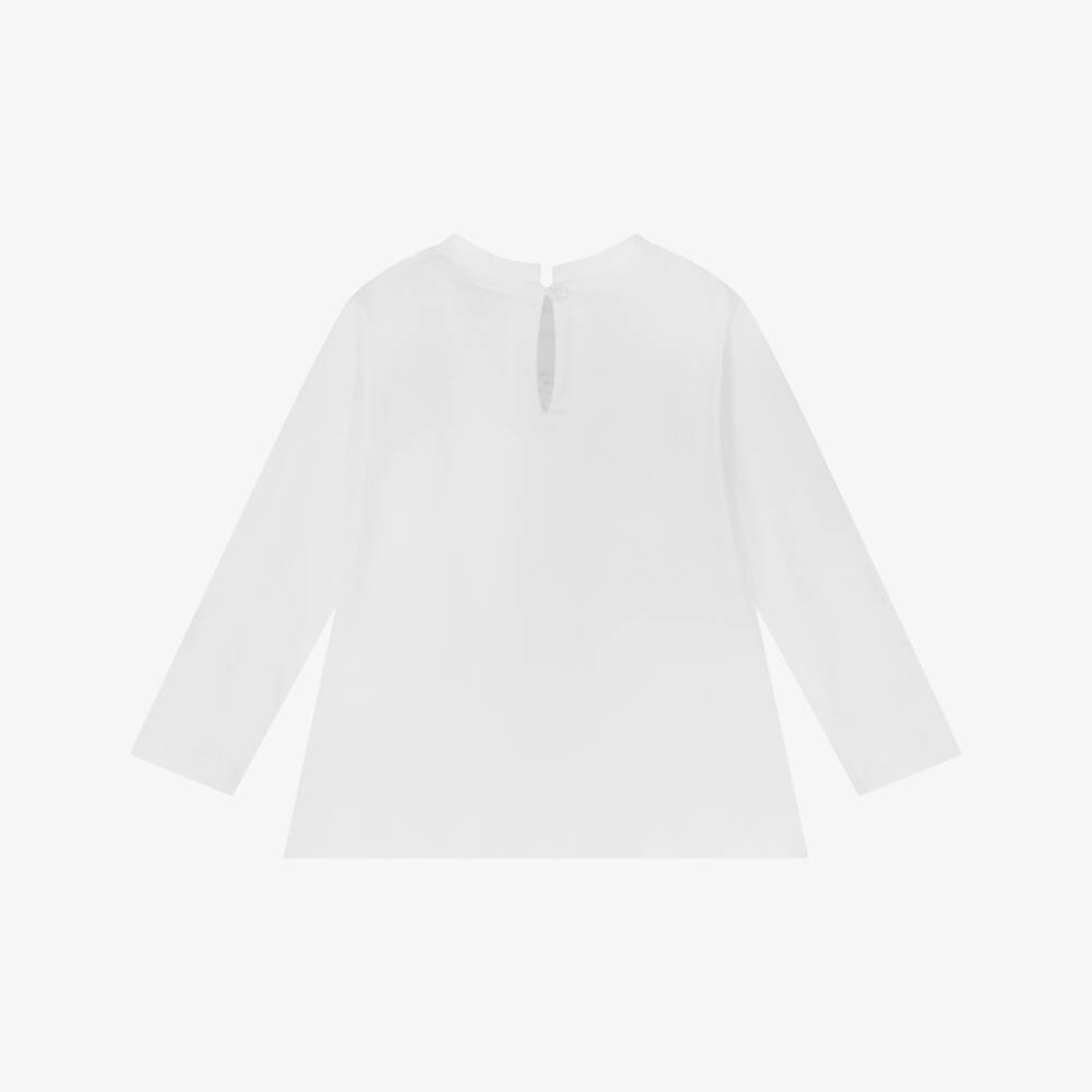 Monnalisa-تيشيرت قطن أبيض مزين بالزهور للبنات | Childrensalon Outlet