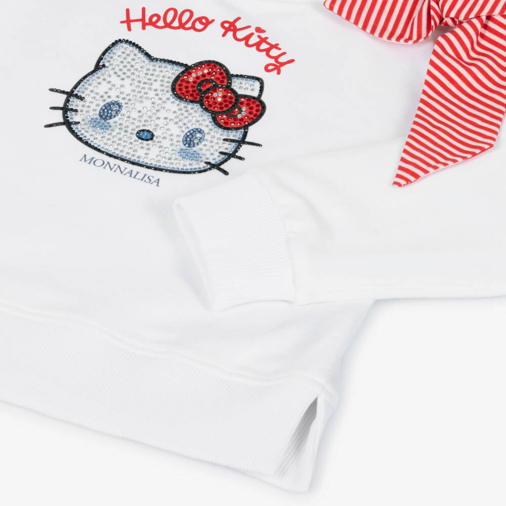 Monnalisa-Girls White Cotton Hello Kitty Sweatshirt | Childrensalon Outlet