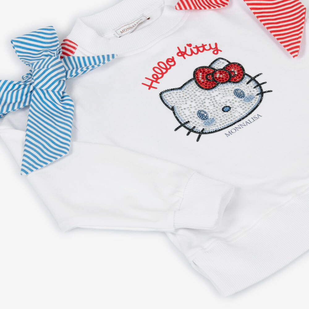 Monnalisa-Girls White Cotton Hello Kitty Sweatshirt | Childrensalon Outlet