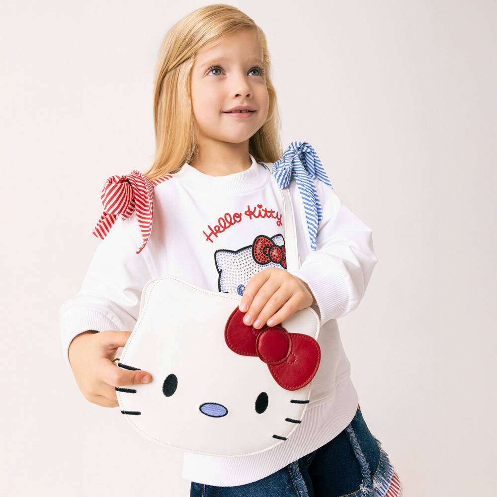 Monnalisa-Girls White Cotton Hello Kitty Sweatshirt | Childrensalon Outlet