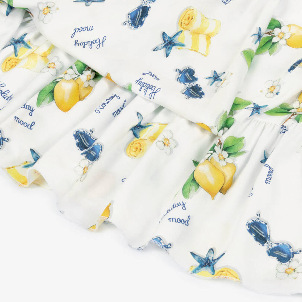 Monnalisa-Girls White Cotton Holiday Print Beach Dress | Childrensalon Outlet