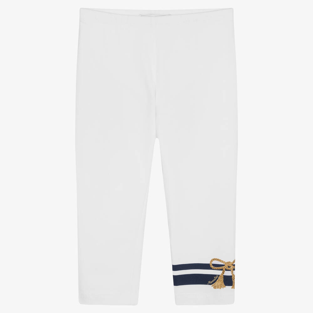 Monnalisa - Legging blanc en jersey de coton | Childrensalon