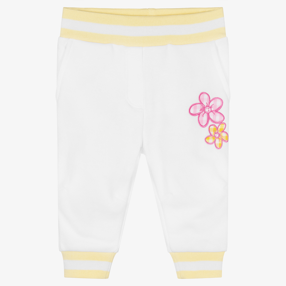 Monnalisa - Girls White Cotton Joggers | Childrensalon