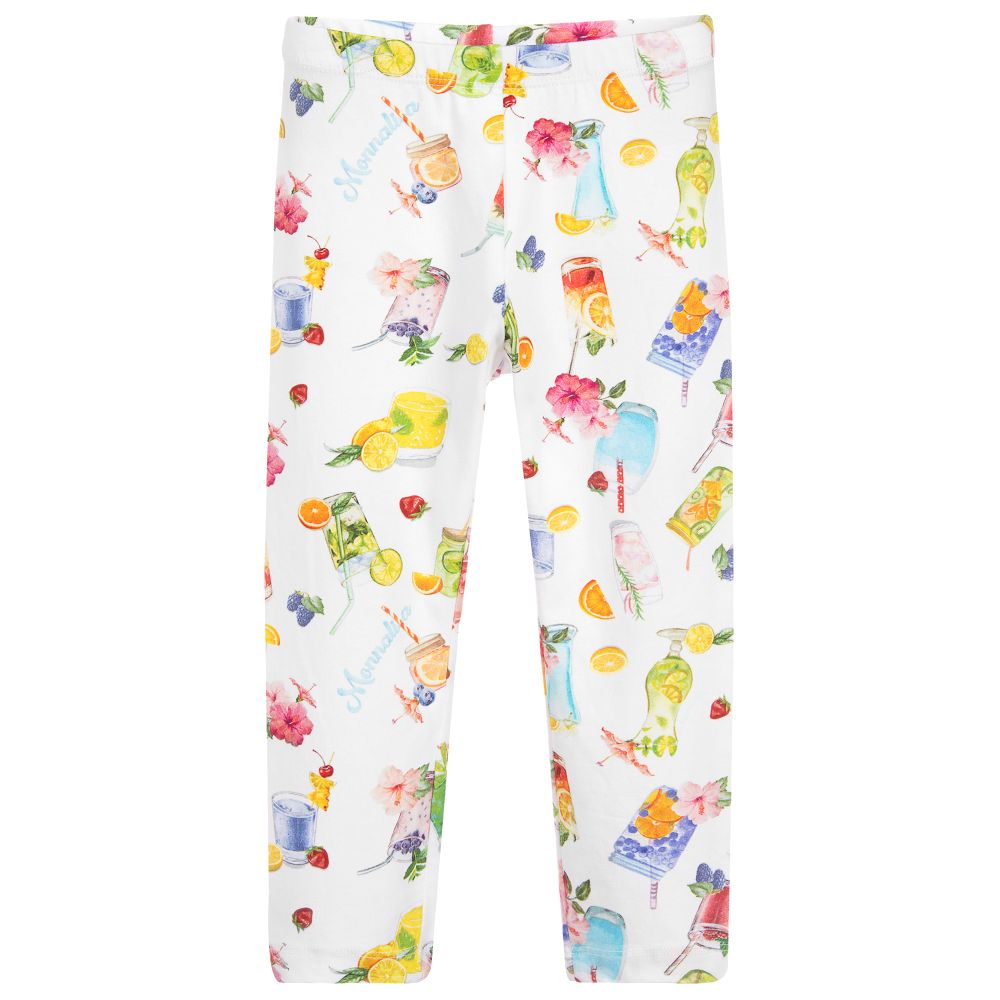 Monnalisa - Girls White Cotton Leggings | Childrensalon