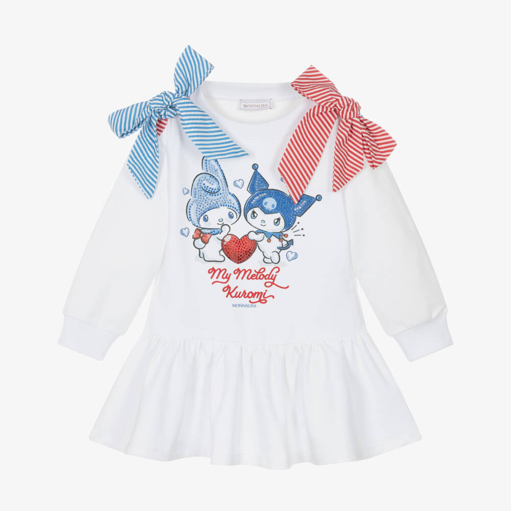 Monnalisa-Girls White Cotton My Melody & Kuromi Sweatshirt Dress | Childrensalon Outlet