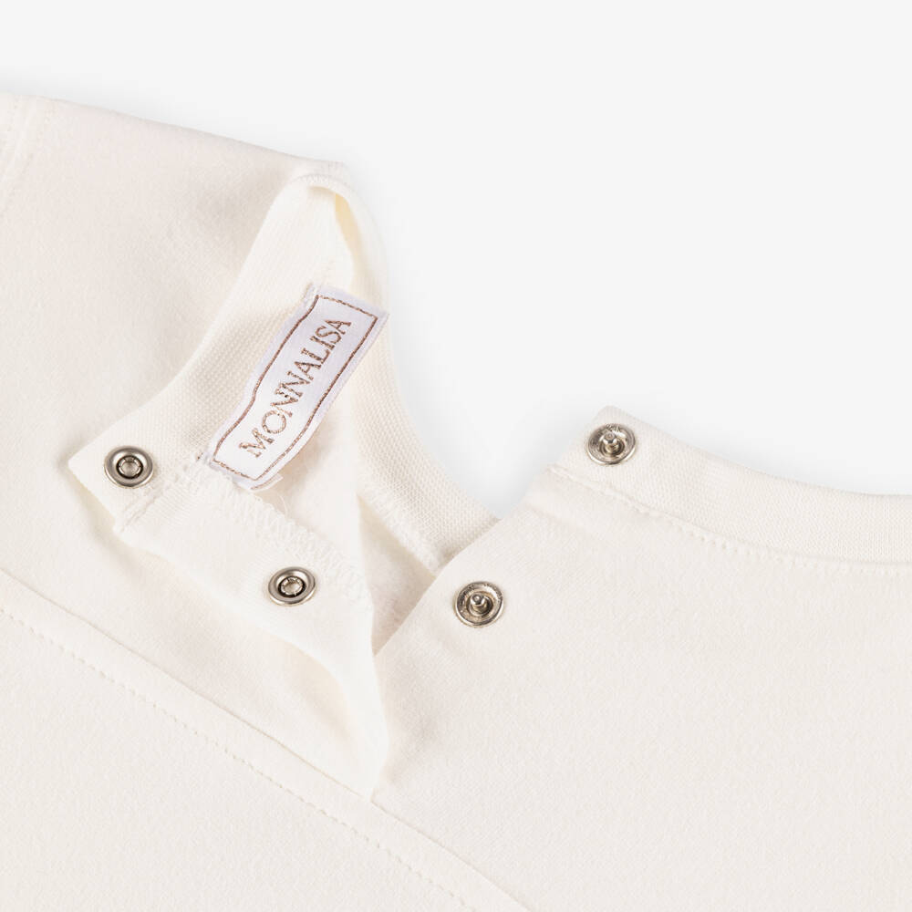 Monnalisa-Girls White Cotton Puppy & Logo Sweatshirt with Diamantés | Childrensalon Outlet