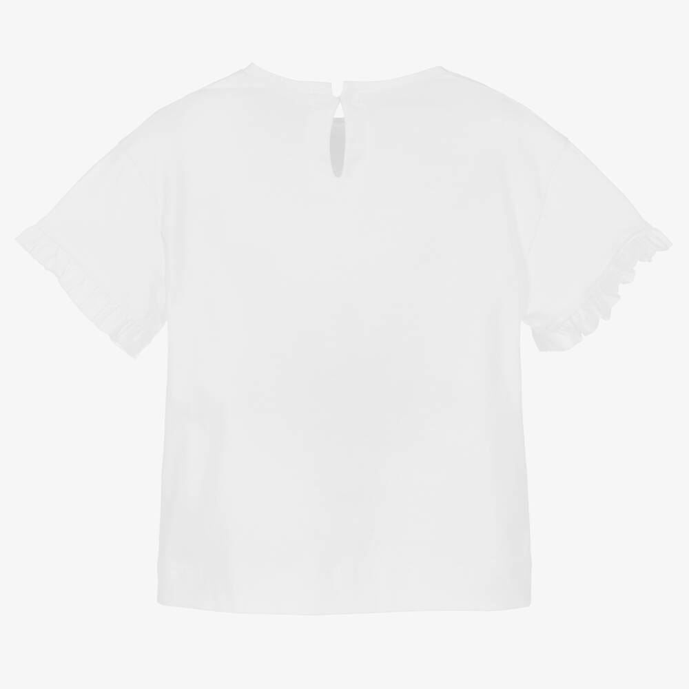 Monnalisa-تيشيرت أطفال بناتي قطن لون أبيض | Childrensalon Outlet