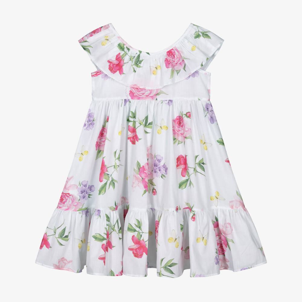Monnalisa-Белое пляжное платье с цветочным узором для девочек | Childrensalon Outlet