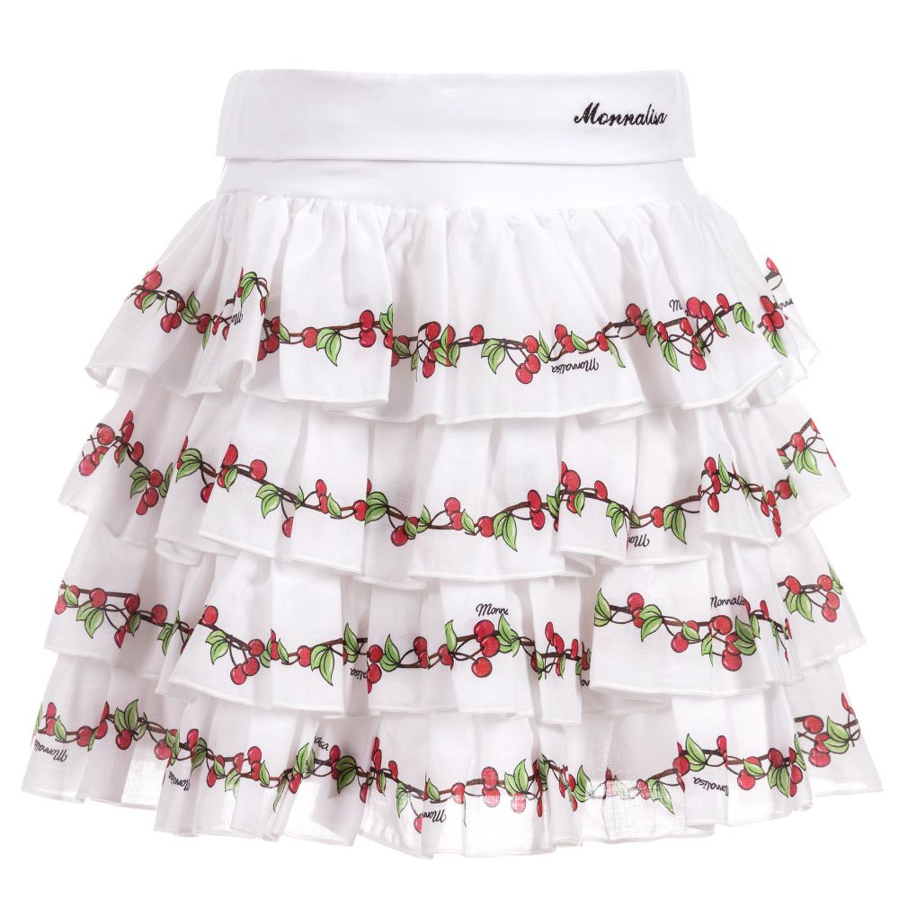 Monnalisa - Girls White Cotton Skirt | Childrensalon