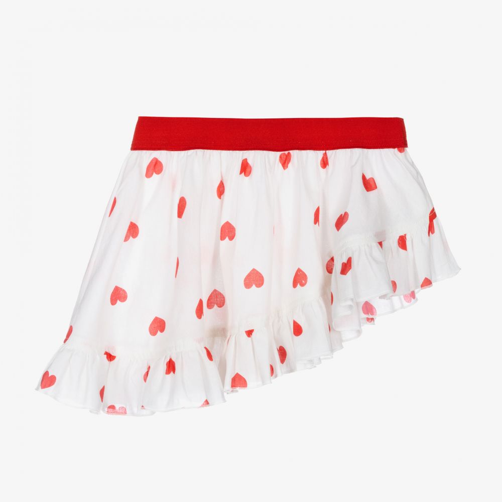 Monnalisa - Бело-красная хлопковая юбка для девочек | Childrensalon