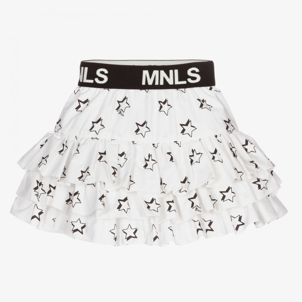Monnalisa - Girls White Cotton Stars Skirt | Childrensalon