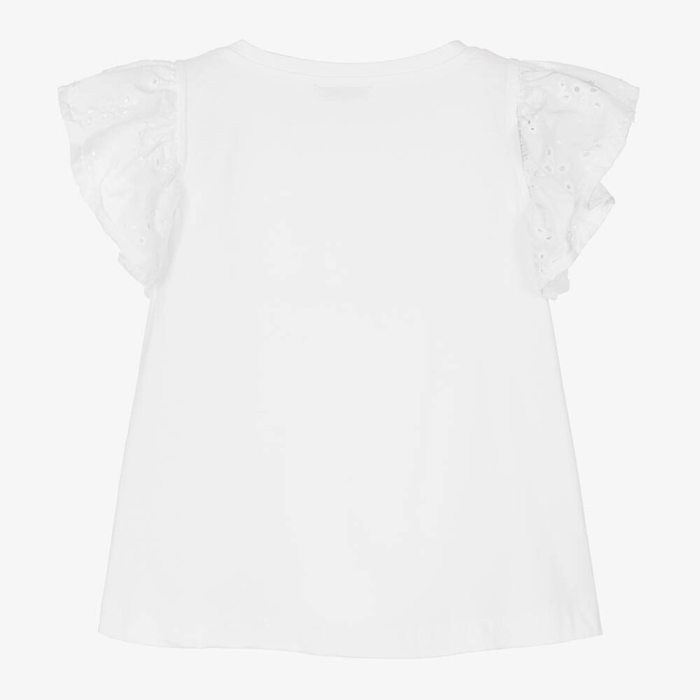 Monnalisa-Girls White Cotton Strawberry T-Shirt | Childrensalon Outlet