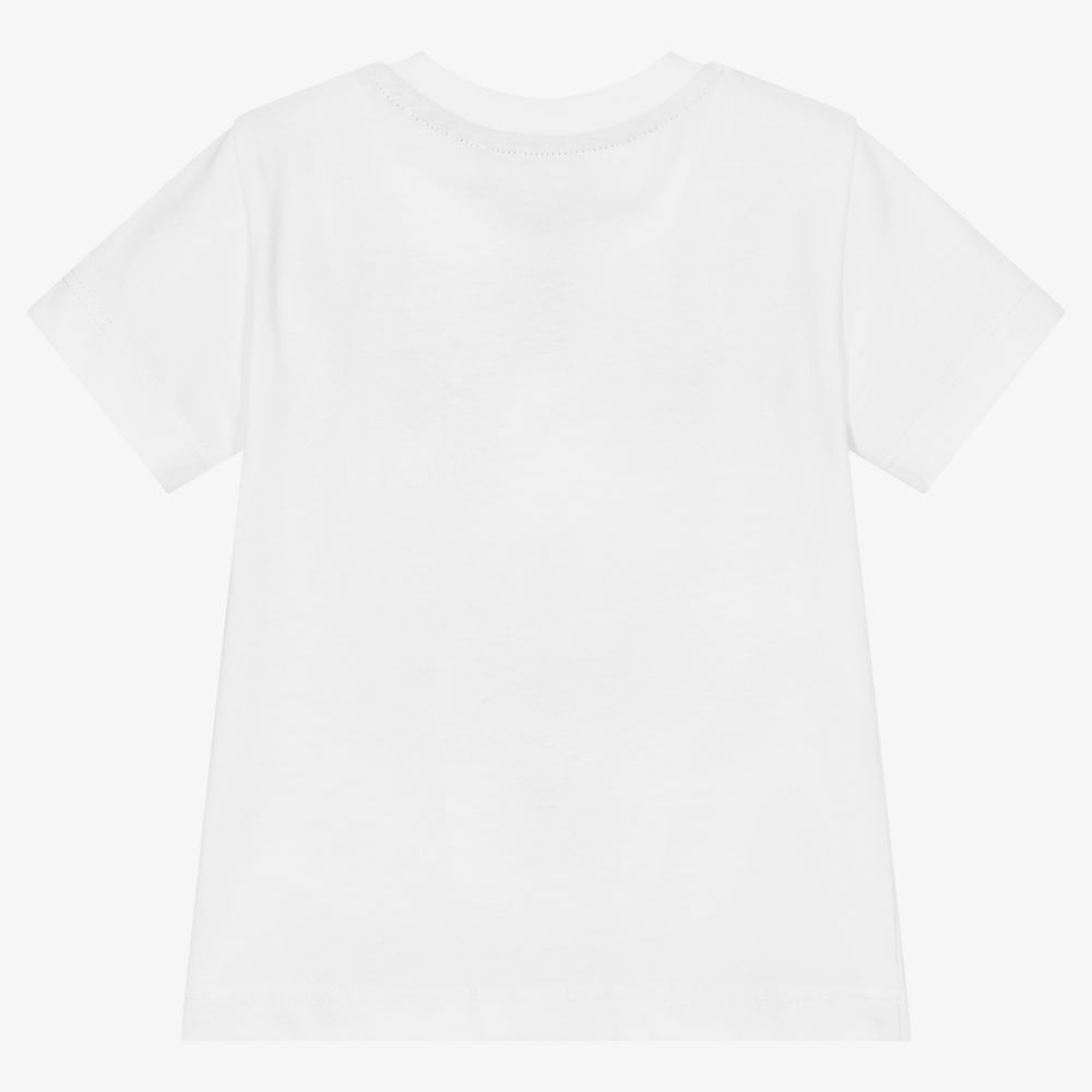 Monnalisa-Girls White Cotton T-Shirt  | Childrensalon Outlet