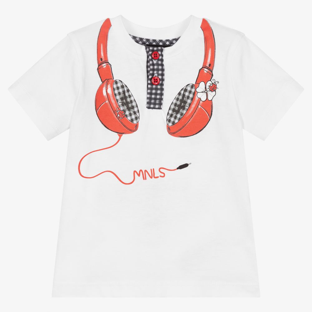 Monnalisa-Белая хлопковая футболка для девочек | Childrensalon Outlet