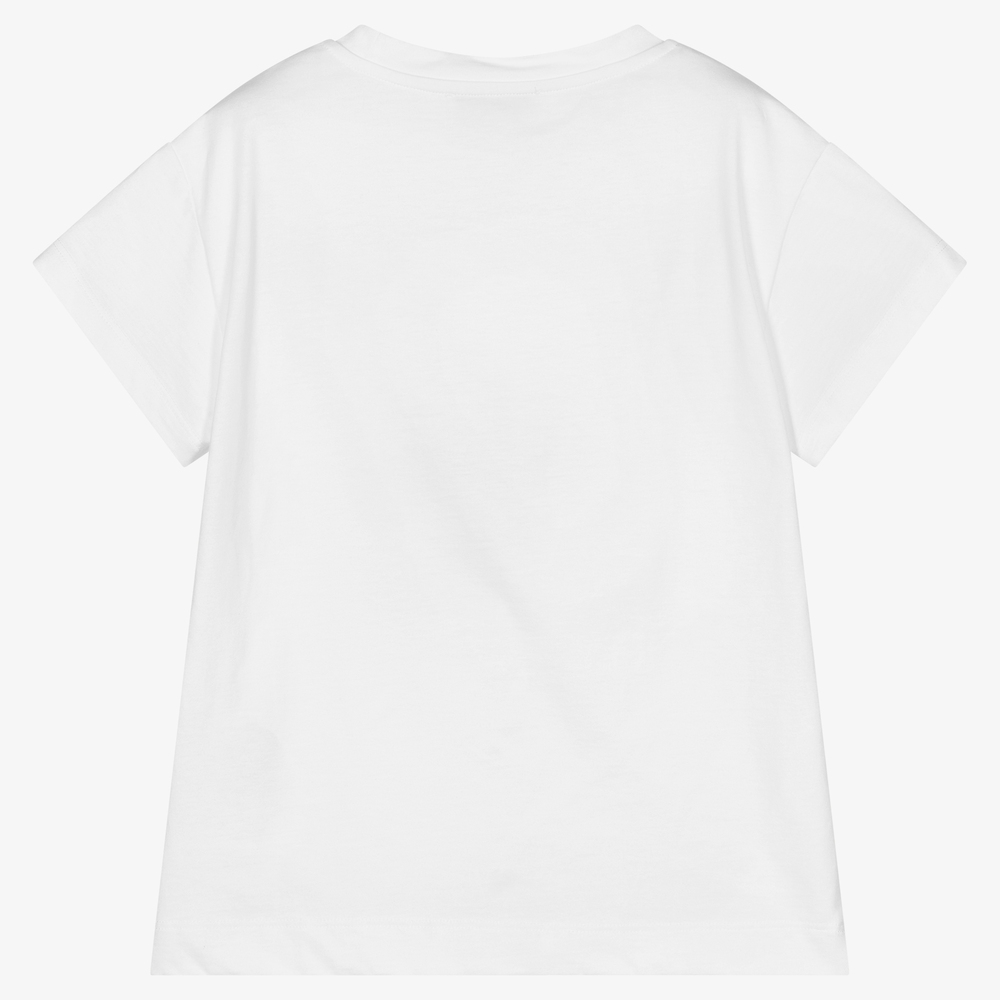 Monnalisa-Белая хлопковая футболка для девочек | Childrensalon Outlet