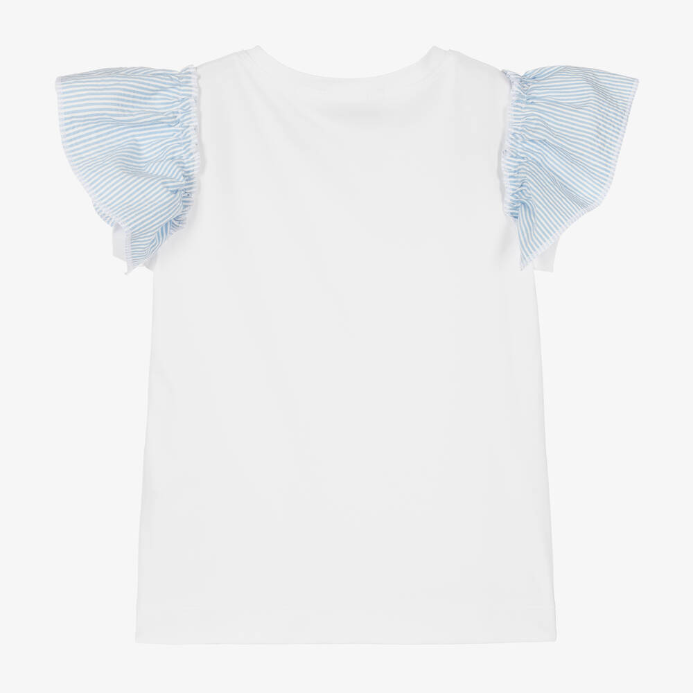 Monnalisa-تيشيرت قطن جيرسي لون أبيض للبنات | Childrensalon Outlet