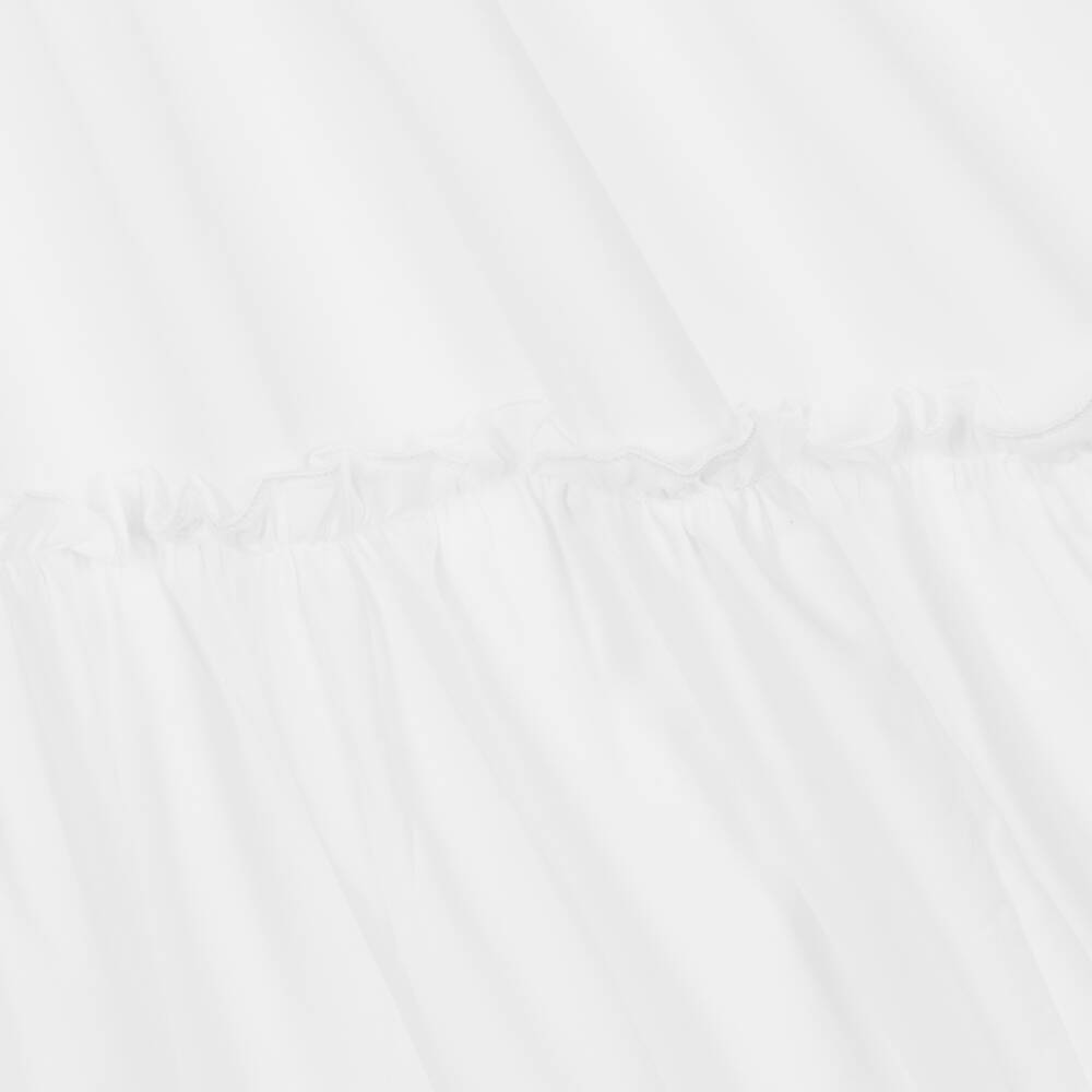 Monnalisa-Girls White Cotton Tiered Dress | Childrensalon Outlet