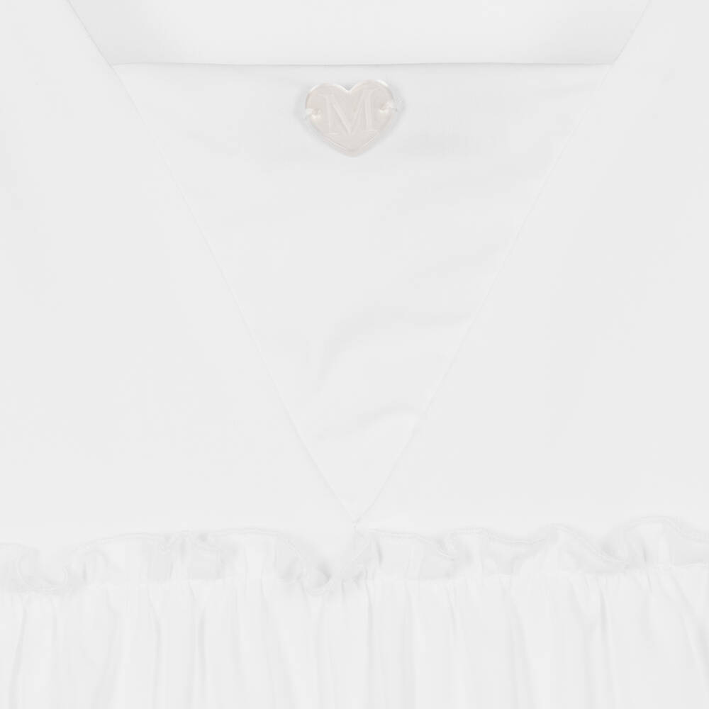 Monnalisa-Girls White Cotton Tiered Dress | Childrensalon Outlet