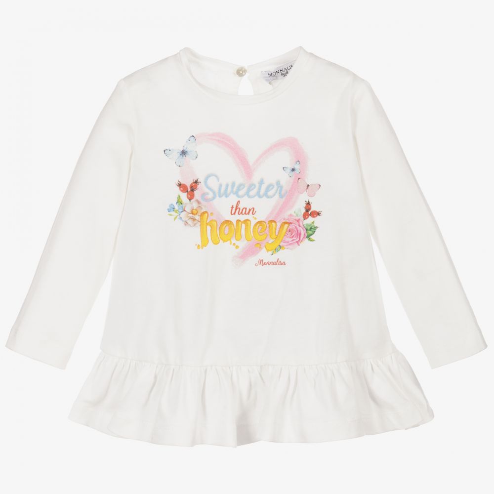 Monnalisa-Girls White Cotton Top | Childrensalon Outlet