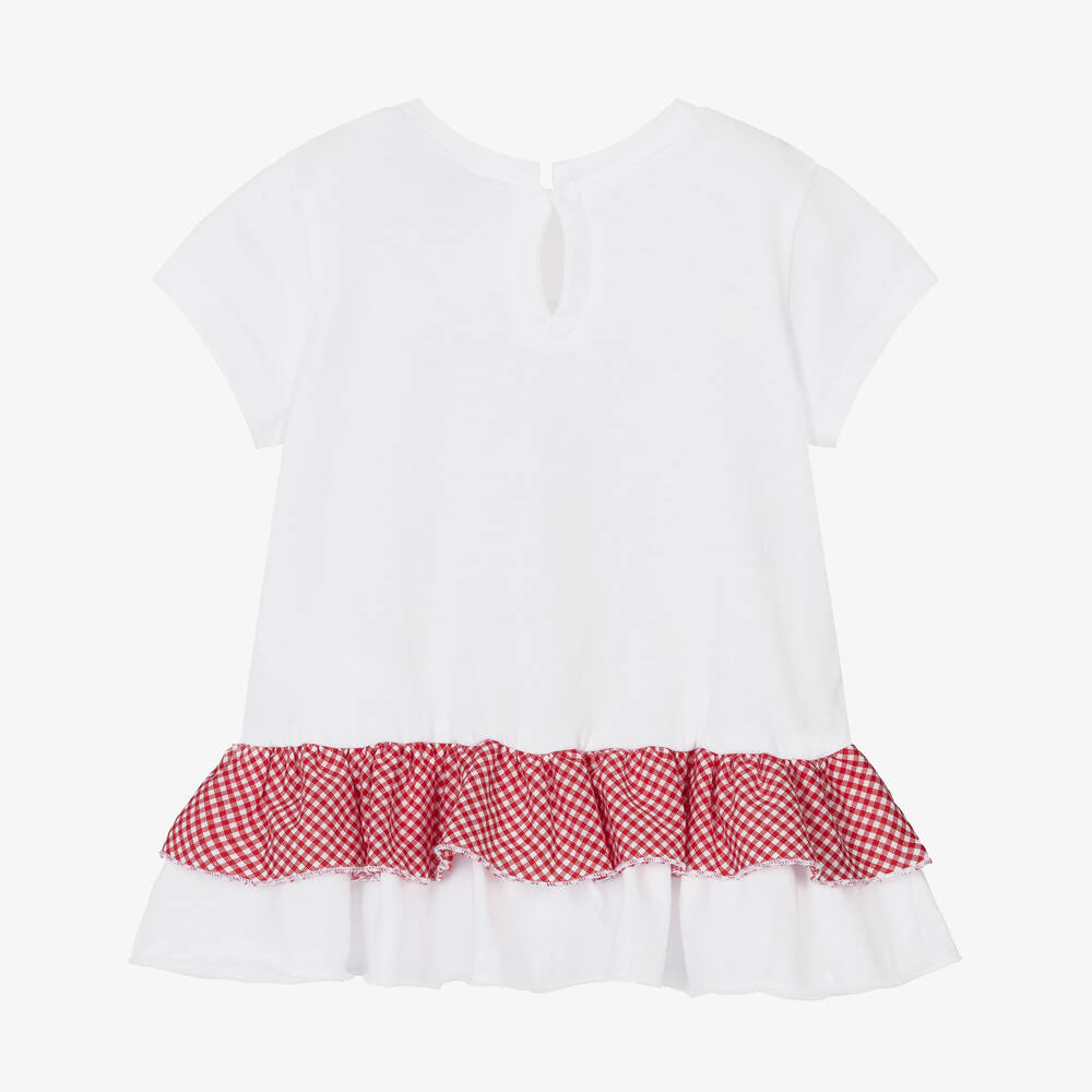 Monnalisa-Girls White Cotton Tunic T-Shirt | Childrensalon Outlet