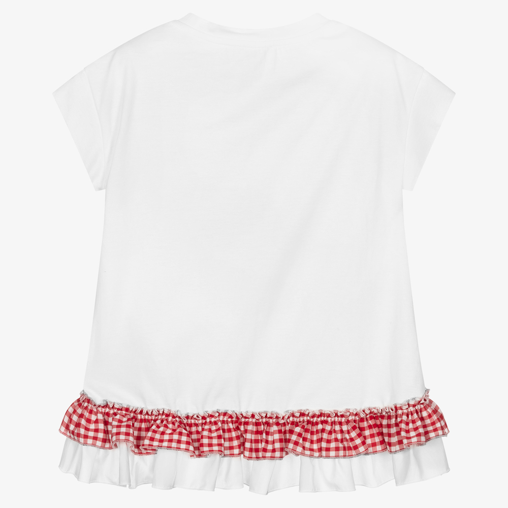 Monnalisa-Girls White Cotton Tunic Top | Childrensalon Outlet