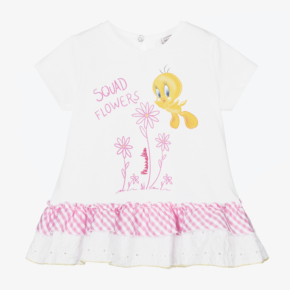 Monnalisa - Haut blanc en coton Titi Fille | Childrensalon