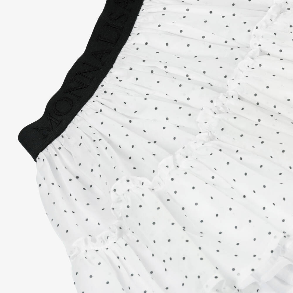 Monnalisa-Girls White Cotton Voile Polka Dot Skirt | Childrensalon Outlet