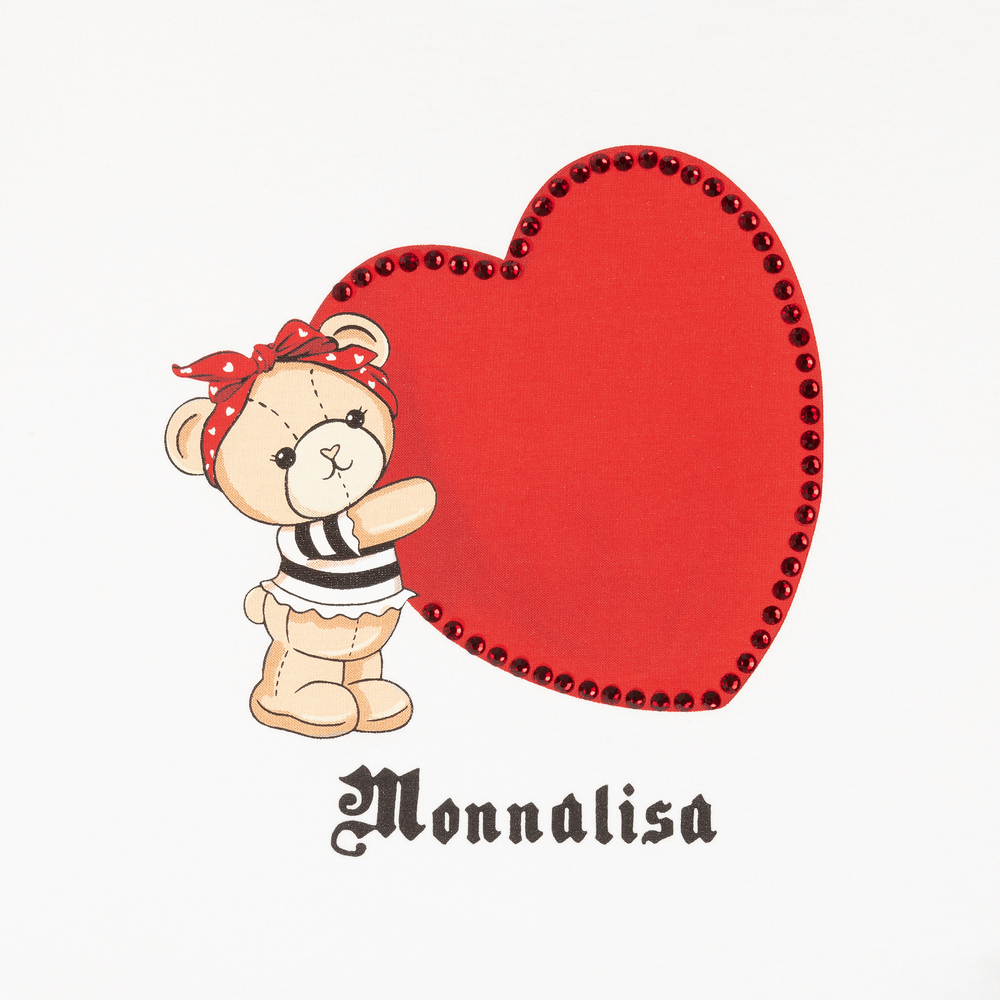 Monnalisa-Girls White Cropped T-Shirt | Childrensalon Outlet