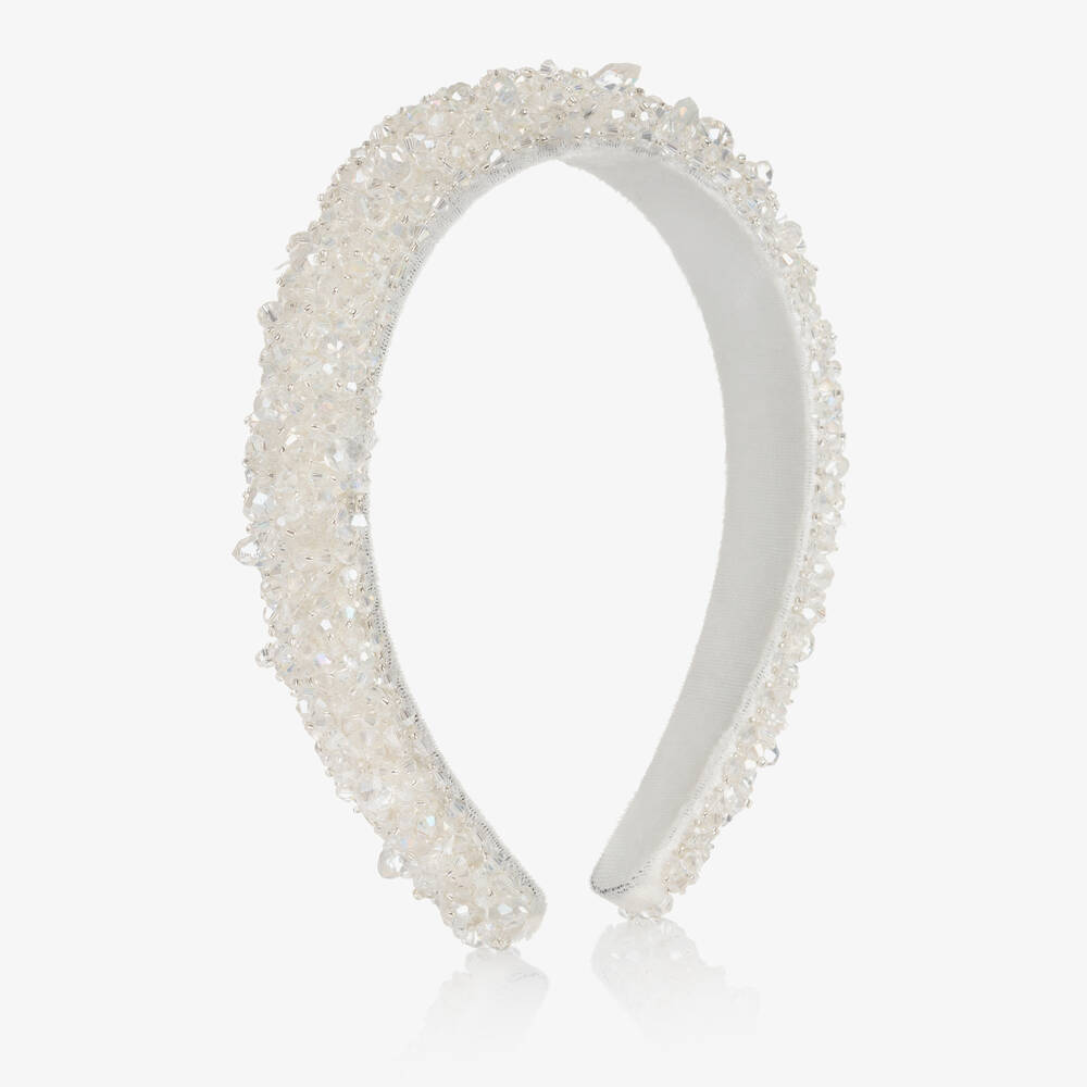 Monnalisa - Girls White Crystal Hairband | Childrensalon