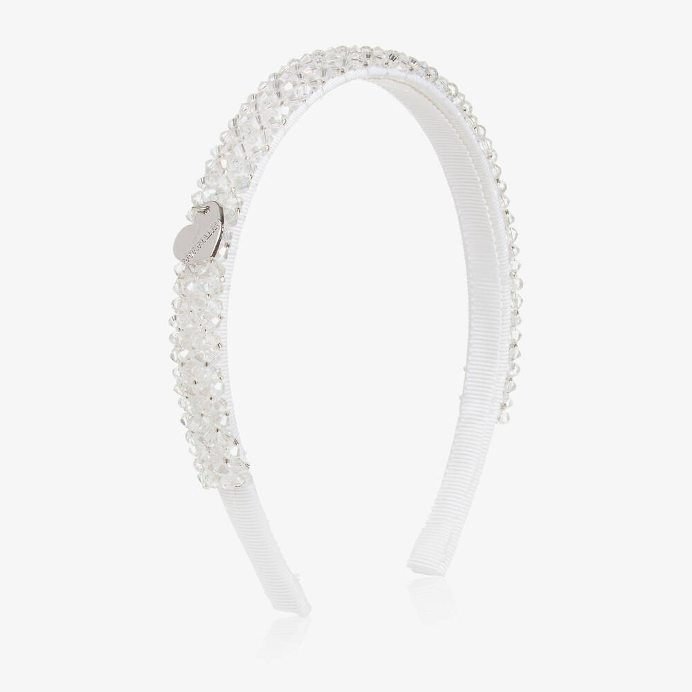 Monnalisa - Girls White Crystal Hairband | Childrensalon