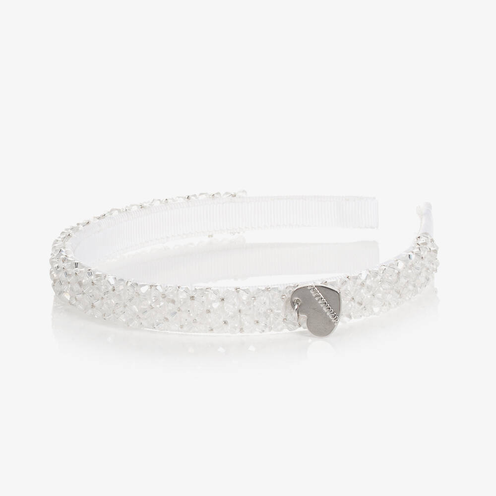 Monnalisa-Girls White Crystal Hairband | Childrensalon Outlet
