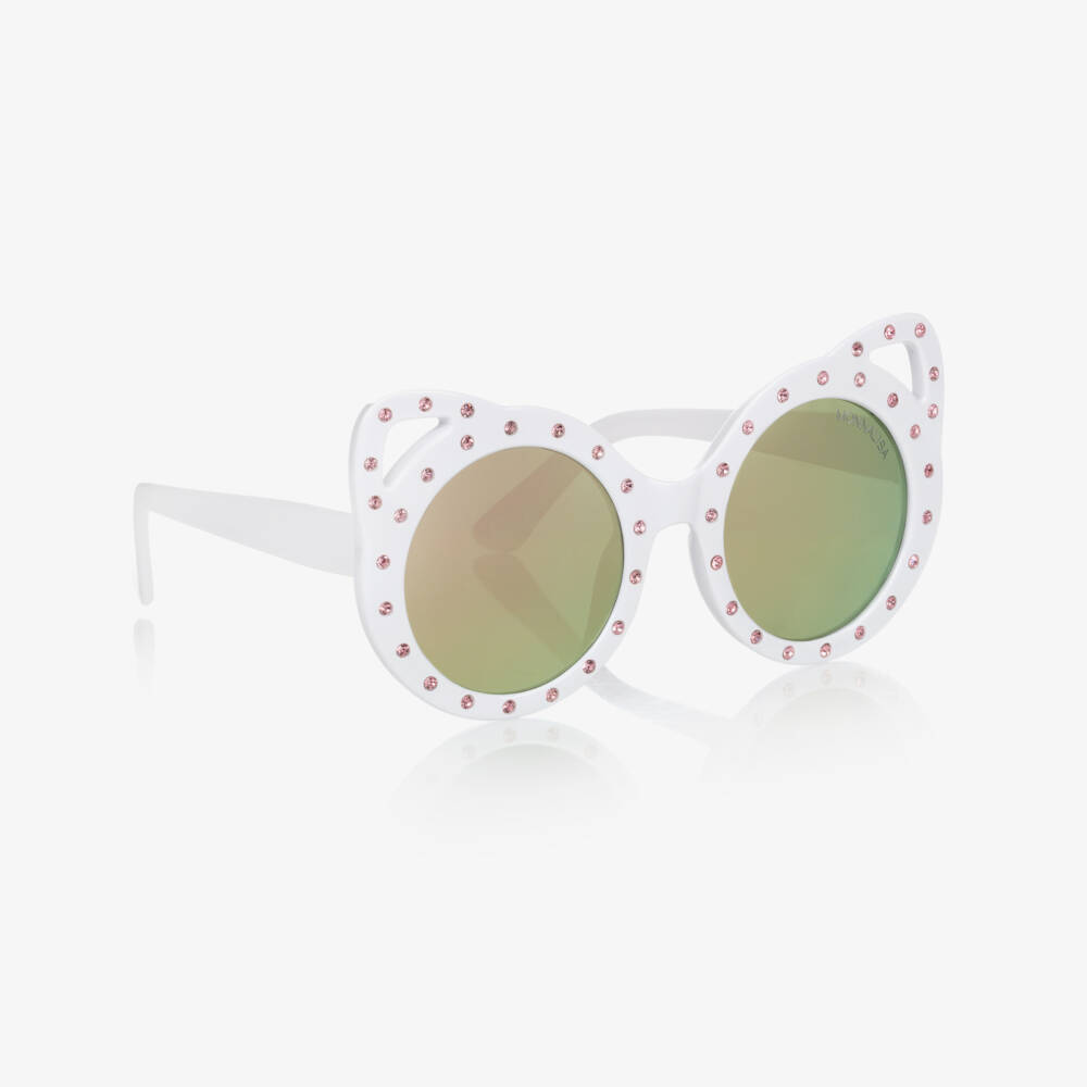 Monnalisa-Girls White Crystal Sunglasses | Childrensalon Outlet
