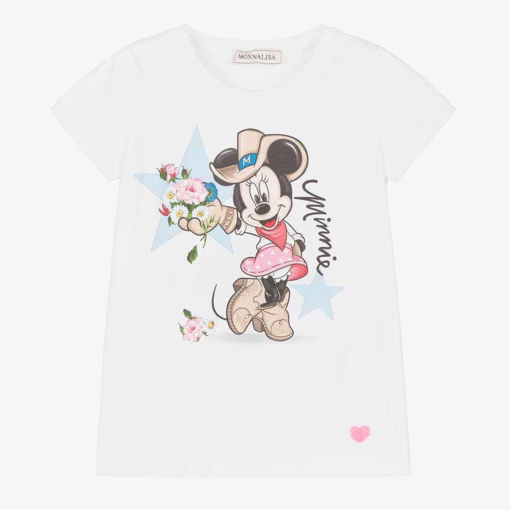 Monnalisa-Girls White Disney Cotton T-Shirt | Childrensalon Outlet
