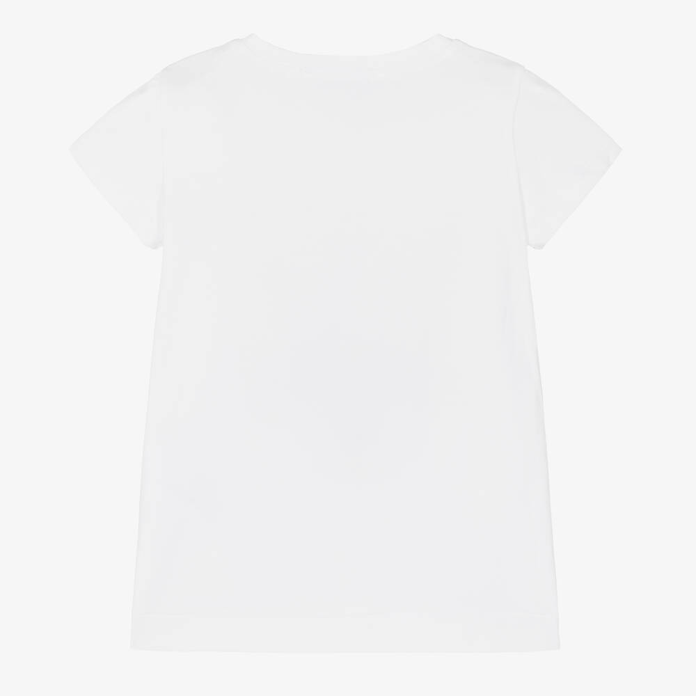 Monnalisa-تيشيرت بطبعة ديزني قطن جيرسي لون أبيض للبنات | Childrensalon Outlet