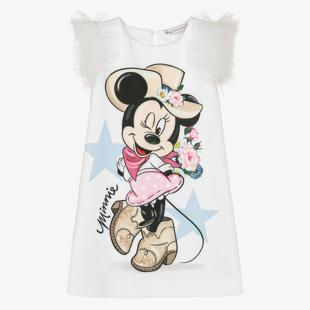 Monnalisa-Girls White Disney Dress | Childrensalon Outlet