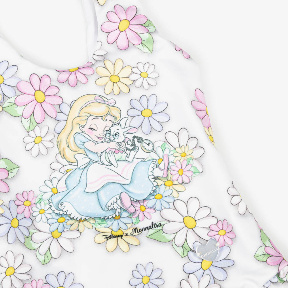 Monnalisa-مايوه بطبعة ورود ديزي لون أبيض  | Childrensalon Outlet
