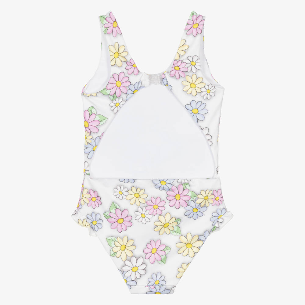 Monnalisa-مايوه بطبعة ورود ديزي لون أبيض  | Childrensalon Outlet