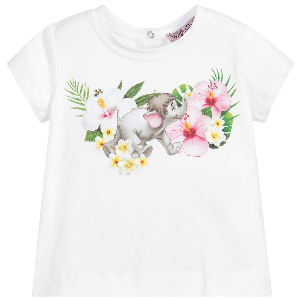 Monnalisa - Girls White Disney T-Shirt  | Childrensalon