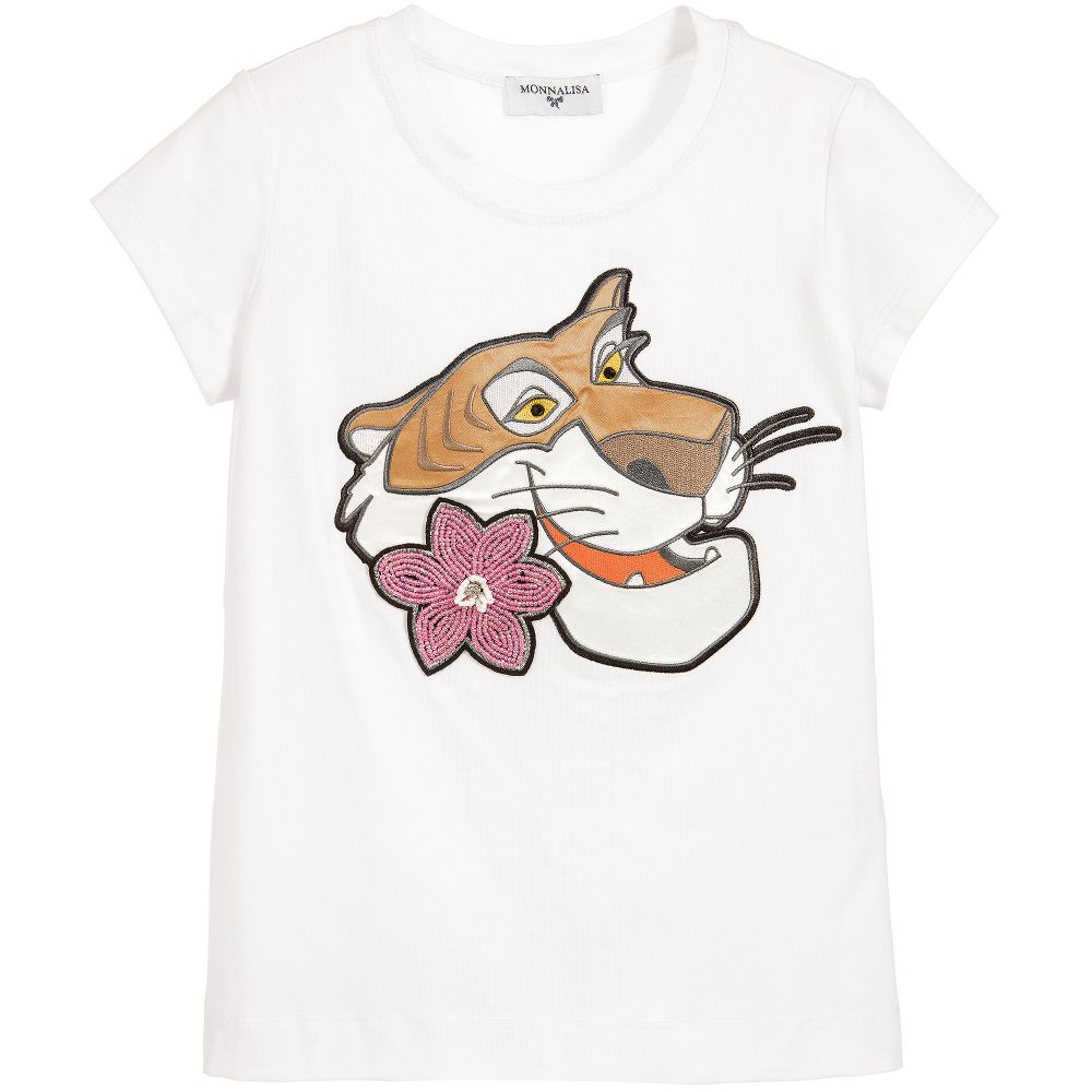 Monnalisa Bimba - Girls White Disney T-Shirt | Childrensalon